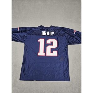 New England Patriots Jersey Mens 2XL Navy Blue NFL Football Tom Brady 12 Player